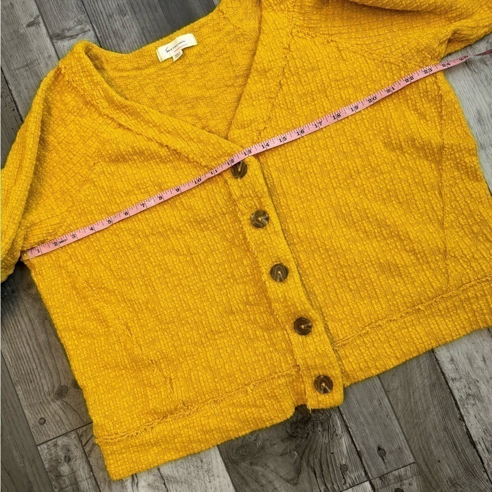 Vince Camuto Textured Top Button Cardigan Sweater Jacket Mustard Gold XXL - Picture 4 of 6